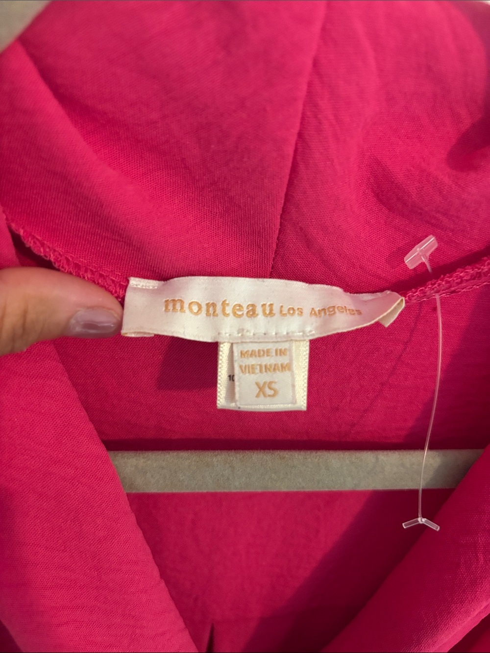 Monteau Fuchsia Pink Mini Wrap jumpsuit - Picture 2 of 2